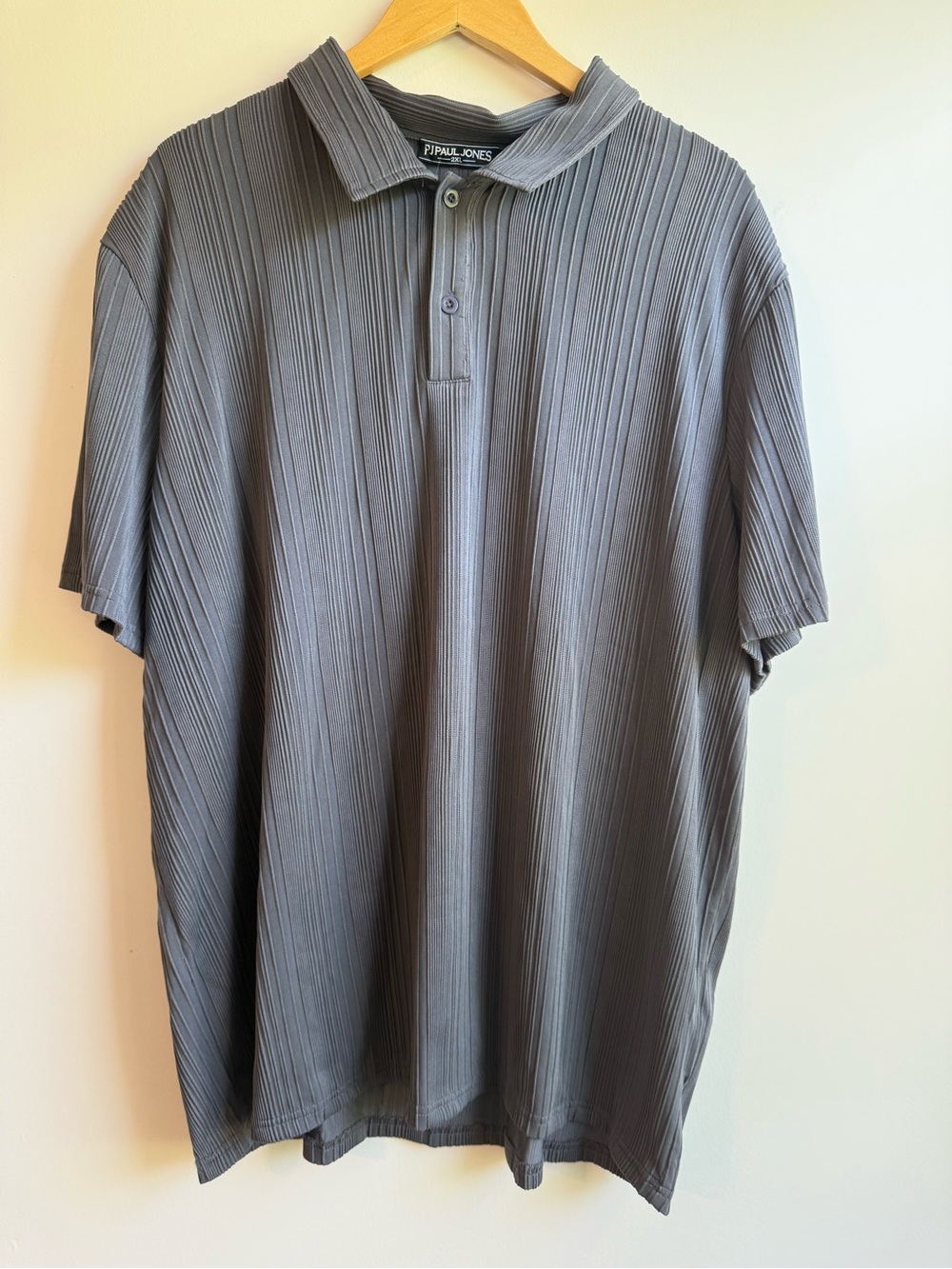Paul Jones Men’s Gray Pleated Polo Shirt by Paul Jones